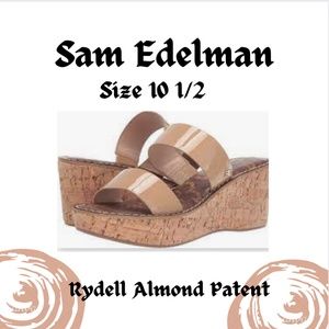 SAM EDLEMAN RYDELL ALMOND PATENT WEDGE SANDLES